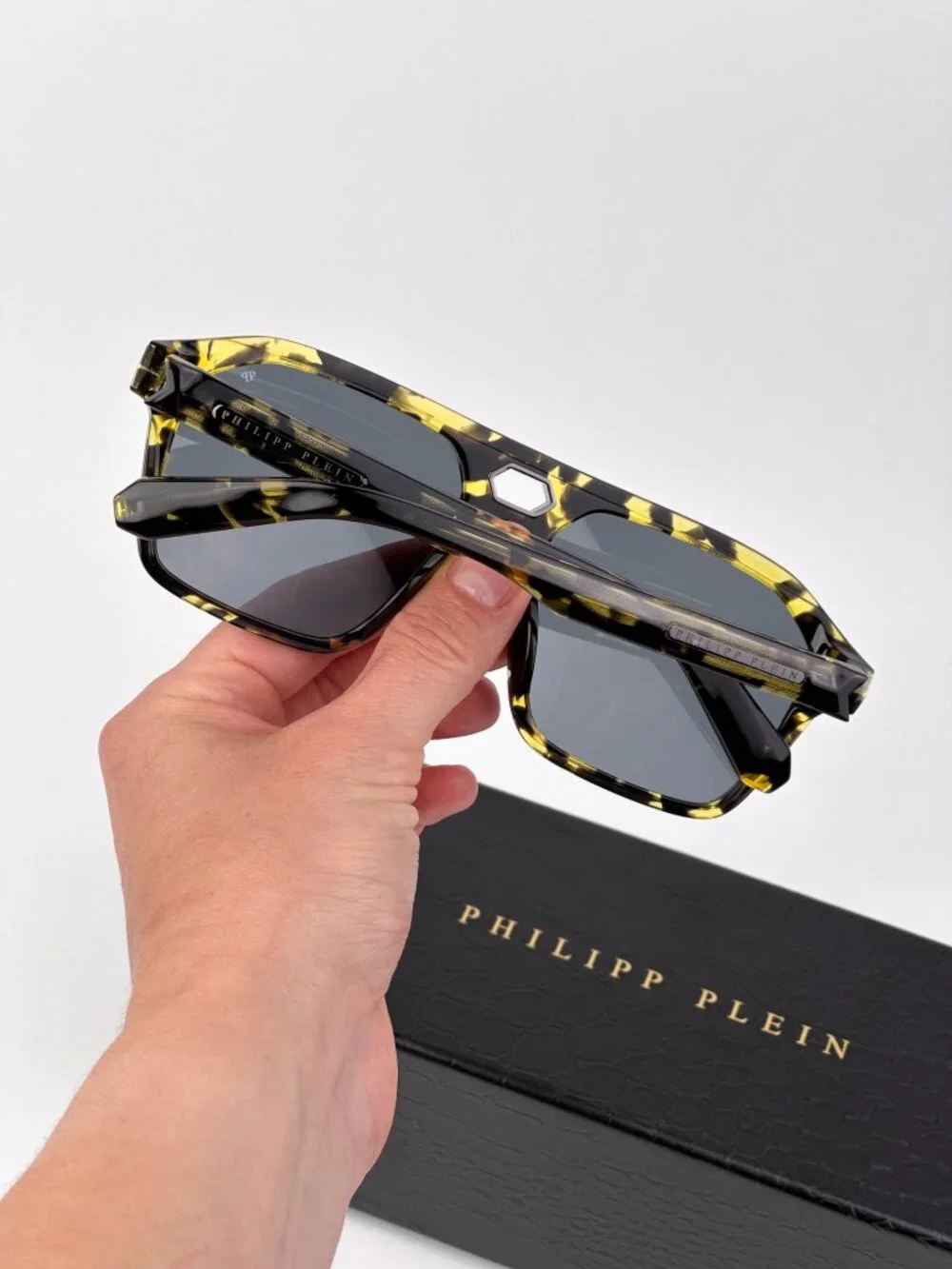 Philipp Plein Unisex Sunglasses Light Havana Grey Pilot Frames SPP072M 0709 NEW